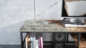 VECELO Industrial TV Stand for Televisions up to 60 in. 55 in. TV Console with Open Storage Shelves 3-Tiers Console Table, Gray THD-TV01-GRY-140