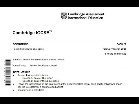 IGCSE Economics | Paper 2 | Feb/March 2025 | Section A | 0455/22