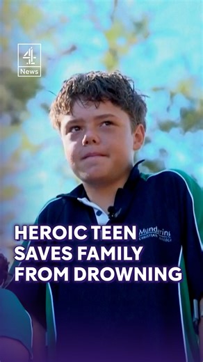 Channel 4 News on Instagram: "A 13-year-old boy in Australia has been hailed for saving his family from drowning after they were swept out to sea. Austin Appelbee was with his mother and two younger siblings when they got into difficulty. He managed to swim two and a half miles to shore to raise the alarm and a search helicopter managed to find the family clinging to a paddleboard after ten hours in the water. #Australia #Hero #Channel4News"