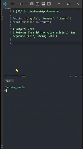 [58] Python Membership Operator (in) | Codex People #python #coding #shorts