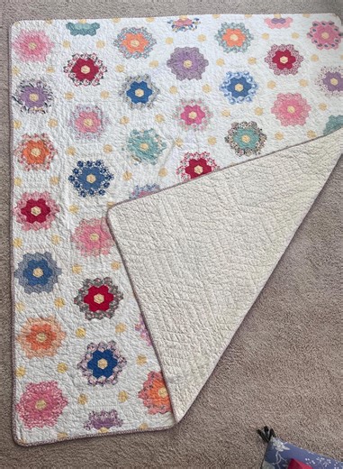 1930’s Grandmother’s Garden Summer Quilt – Hand Pieced, Hand Quilted & Hand Bound – Full/queen Size – Handmade Heirloom Quilt - Etsy