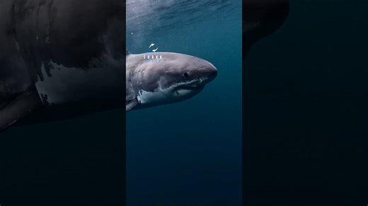 Great white shark coming in from the deep blue
