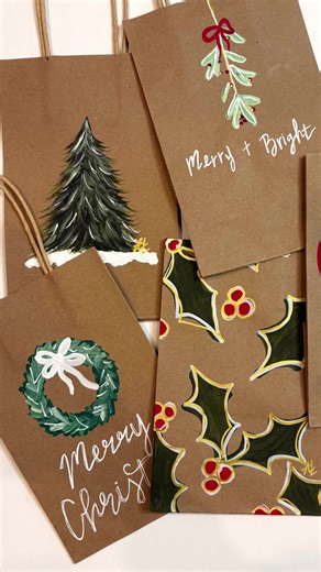 This is your sign to get shopping for Christmas, and get some cute hand painted bags to put your gifts in😉🎄✨ addisonoriginals.com #handpaintedgiftbag #christmasgiftbags #cutegiftbags #paintedgiftbags