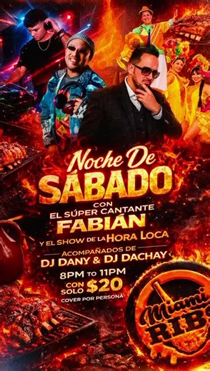 Este sábado la fiesta se prende en Miami Ribs! 🔥 Una noche espectacular con música, diversión y Hora Loca incluida. Perfecto para cumpleaños, despedidas de soltero y cualquier celebración. ¡No te lo pierdas Get ready for an unforgettable night this Saturday! 🎉 Amazing music, great vibes, and the crazy fun Hora Loca at Miami Ribs! Perfect for birthdays, bachelor parties, and celebrations! MiamiRibs #miaminightlife @Miami Ribs @Dj Dany Sagua #HoraLoca #bestrestaurants #birthdayparty #bachelorpar