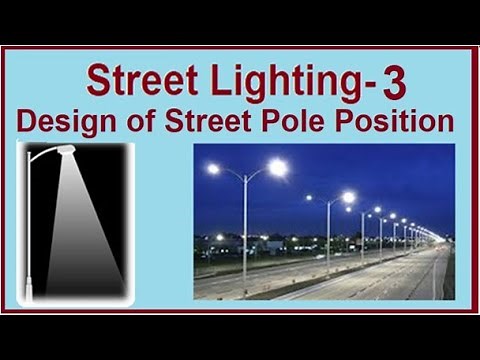 Design of street lighting system, configuration of poles on road as per width, point by point method