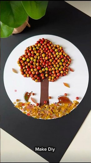 How to Make 3D Autumn Tree Art 🍁 | Easy Paper Plate Craft #shorts #bestoutofwaste #craft