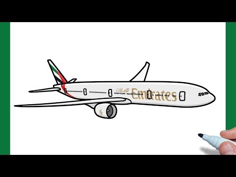 How to draw a BOEING 777-300ER Emirates easy | drawing b777 emirates airlines
