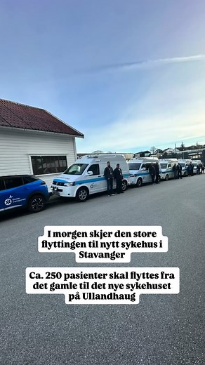Som organisasjon innen helsefrivillighet er det viktig og kjekt å få lov til å være en bidragsyter når Norges største sykehusflytting skal gjennomføres. Ca. 250 pasienter skal flyttes i løpet av morgendagen, fra gamle @stavangeruniversitetssjukehus til det nye sykehuset på Ullandhaug. Vi har biler som kommer helt fra Kongsvinger i Øst, Agder i syd og Bergen i Vest for å bidra. Stolte, dyktige og positive frivillige bruker hele helgen på dette 💙 | Ønsketransporten