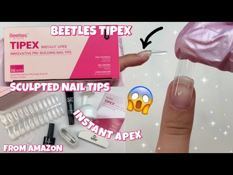 TRYING BEETLES TIPEX INSTANT APEX SCULPTED FULL COVER NAIL TIPS & SOLID GLUE GEL KIT FROM AMAZON