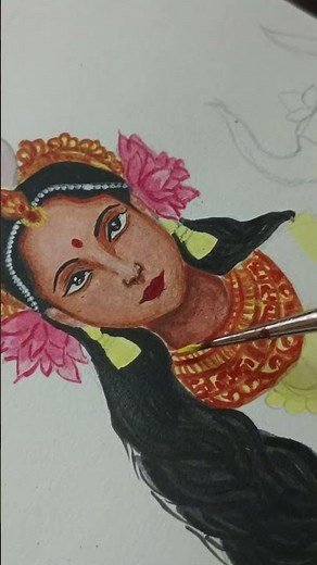 🌷Maa Shailputri 🌷1 day of navratri😊 #navratrispecial #maashailputridevi #art #painting #drawing