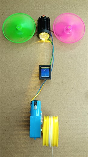 Powering 2-DC Fan Propeller & 1-Fog Light Using a Metal Gear Motor #shorts #dcmotor