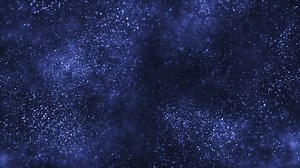 Abstract flowing blue particles motion background animation with shallow depth of field - cosmic stars or galaxy effect.