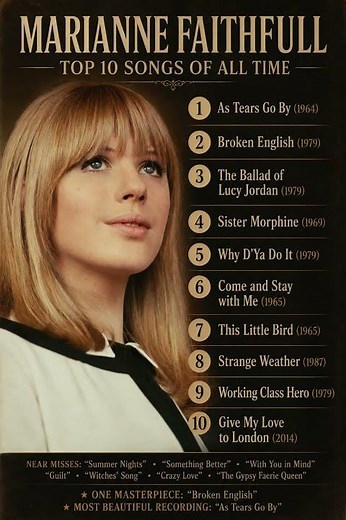 Marianne Faithfull Top Ten Songs of all time