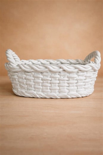 Vintage Italian Ceramic Woven Basket - Etsy