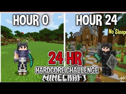 Playing Minecraft hardcore for 24 hour straight 🔥|| Minecraft bedrock|| Insane challenge (Part 3)🔴