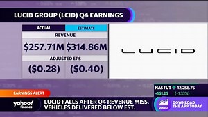 Lucid stock declines after missing on Q4 revenue estimates