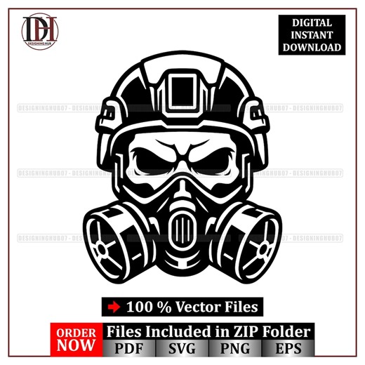 Gas Mask Skull SVG Vector Illustration, Tactical Respirator Design for Cricut (digital Download) - Etsy UK