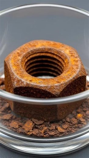 🥇 Rusty Hex Nut vs Acid — Satisfying Rust Removal! 🧪 #hexnut #shorts #youtubeshorts