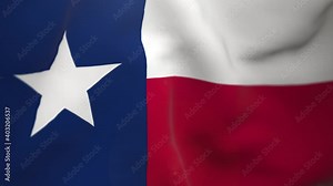 Texas flag is waving 3D animation. Texas state flag waving in the wind. flag seamless loop animation. 4K