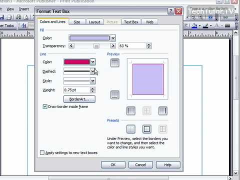 Add a Fill or Border Color to a Text Box in Publisher 2007