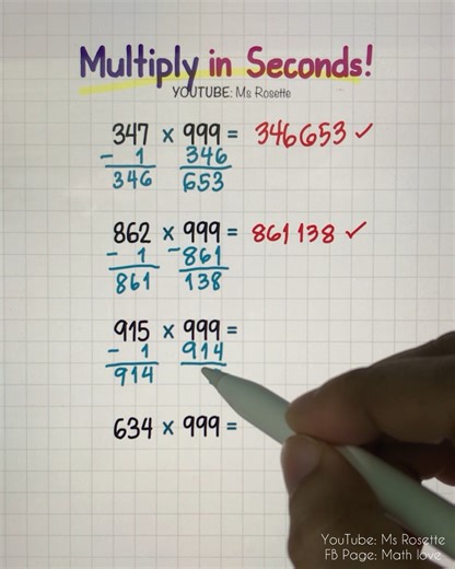 Mind-Blowing Trick to Multiply Any Number by 99 & 999 Instantly! #mathlove #mathtricks | Math Love