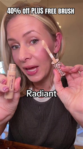 Shape Tape Radiant 💡 Medium–full coverage (but never cakey) 💧 Hydrating radiant finish = healthy glow 🙌 Smooths brightens under-eyes ⏰ Long-wear, crease resistant. SALE price from 01/18/2026 through 01/28/2026 only, prices are subject to change. #tartecosmetics #concealer #tarte #shapetape #trippinwithtarte