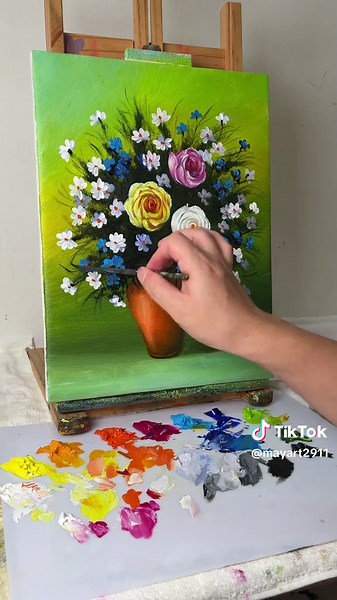 How to Paint a Beautiful Flower Vase with Acrylics | Easy Floral Painting Tutorial