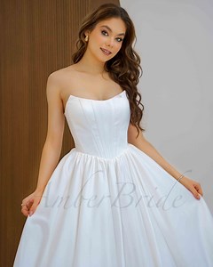 Basque Waistline Wedding Dress Satin Ball Gown Dress Wedding Strapless Courthouse Bridal Dress Modern Princess Wedding Gown Fairytale Gown - Etsy