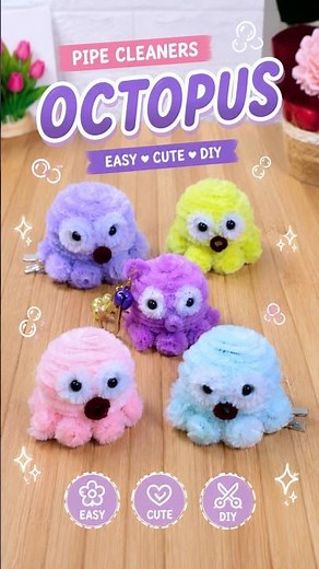 DIY Pipe Cleaner Octopus 🐙 Cute & Easy Craft Tutorial #shorts #pipecleanercraft #diykeychain