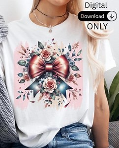 Bow Png Design, Flower Shirt Png, Funny Adult Shirt Design ,sublimation Shirt , Shirt Design , Woman's Shirt Design, Faded Flower Png - Etsy UK