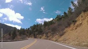 POV point of view - Driving to top of Pikes Peak in early Spring