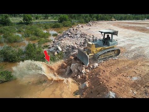 Part 55| Incredible Technique Bulldozer Operator Moving Big Stone & Soil Leveling The Ground
