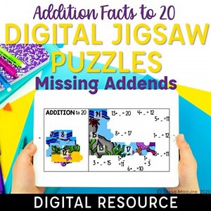 Missing Addend Addition Facts to 20 Digital Math Facts Jigsaw Puzzles