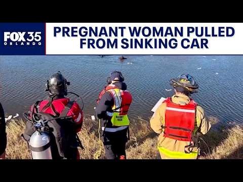 Bystander rescues pregnant woman from sinking car near I-95
