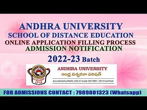 Andhra University || Distance Education || Online Application Filling || Academic Year 2022-23