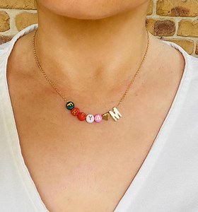 Personalised Necklace With Your Name Word Plus Love Heart and Initial. - Etsy Canada