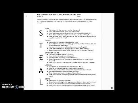 STEAL Chart (Character Analysis)