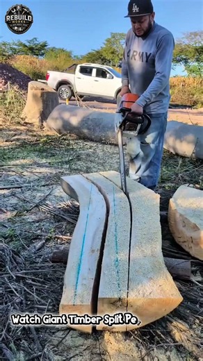 Turning Huge Logs Into Slabs 🪚✨ #WoodMilling #Woodwork #Satisfying