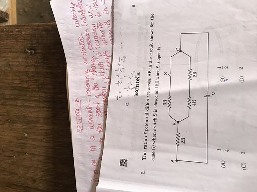 The ratio of potential difference across AB in the circuit show... | Filo