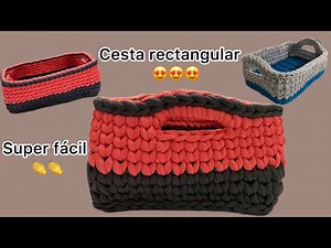 Cesta rectangular, paso a paso con asa (trapillo)😍😍 #parati #crochet #español