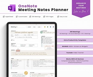Onenote Meeting Notebook: Hyperlinked, Customizable, for Professional (digital Download) - Etsy