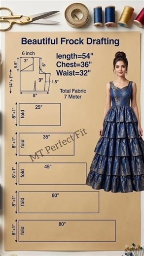 ✅ Perfect 36 Size Frock Drafting | Easy Pattern Making #shorts #shortsfeed #youtubeshorts