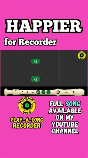 Happier | Recorder Level 2 | Notes BAG | Updated to boomwhacker colors