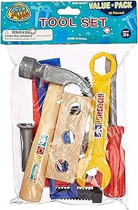 U. S. Toy Tool Set, Movable Play Tools for Kids, Pretend Play Kids Construction Kit for Kids, Party Favors, Birthday Gifts,, 12-Pack, Toddler Toys 3 Years & Up