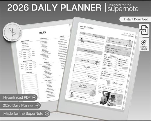 2026 Digital Planner for Supernote, Daily Supernote Template, Hyperlinked Digital Planner, Calendar, Journal, Supernote Planner, A5x, A6x - Etsy Australia