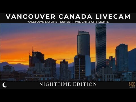 🔴 Live | Vancouver Sunset Cam 🌇 – Yaletown Skyline & City Lights | 🌙 Night | 2025-10-24 Fri