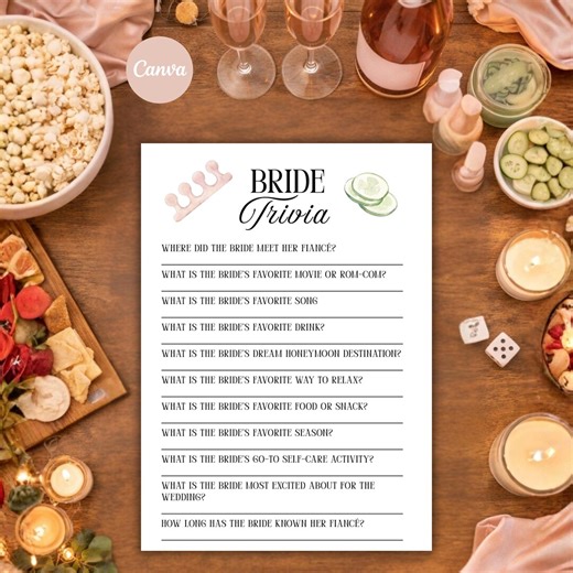 Bride Trivia Game Printable, Bachelorette Party, How Well Do You Know the Bride, Bridal Shower, Bach Activity