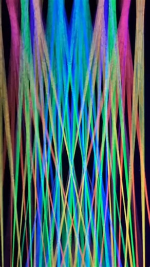 Evan Rosenberg on Instagram: "New fluorescent piece I recently completed! This is also the first ever 16x12” piece that I’ve done, and the first fluorescent rainbow piece I’ve done 🥰 #artreels #fiberart #contemporaryart #silk #structure #foryou"