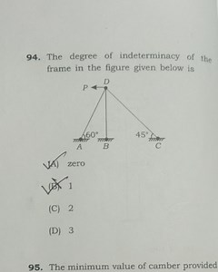 The degree of indeterminacy of the frame in the figure given be... | Filo