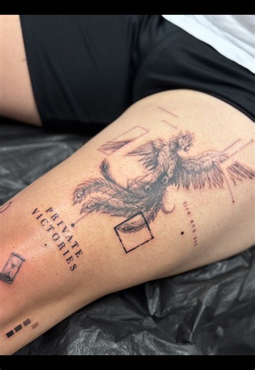 Project start #tattooproject #legtattoo #geometrictattoo #concepttattoo #phoenixtattoo